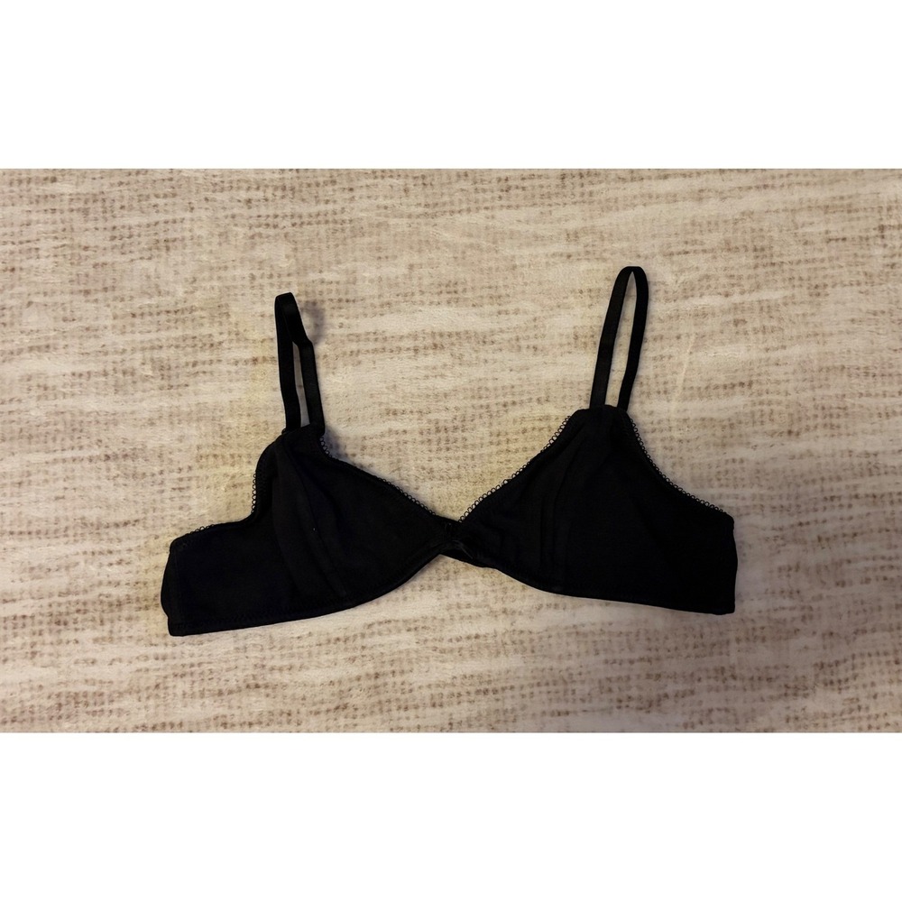 Franki by Francesca's Youth Black Cotton Triangle Bralette Picot Trim Size10 NWT